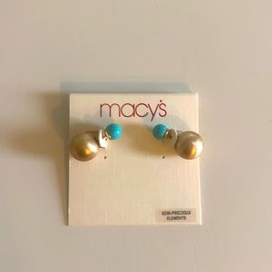 Macy’s Double sided earrings. Gold/Turquoise